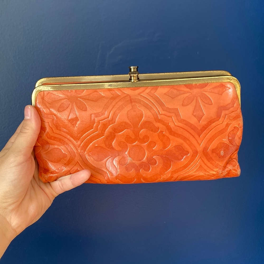 Orange Embossed HOBO Lauren clutch